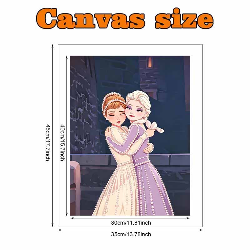 Disney DIY Pearl Art Painting Frozen Anna and Elsa Sisters Home Wall Decoration Pearl Gem Painting Pictures Crafts Home Decoration