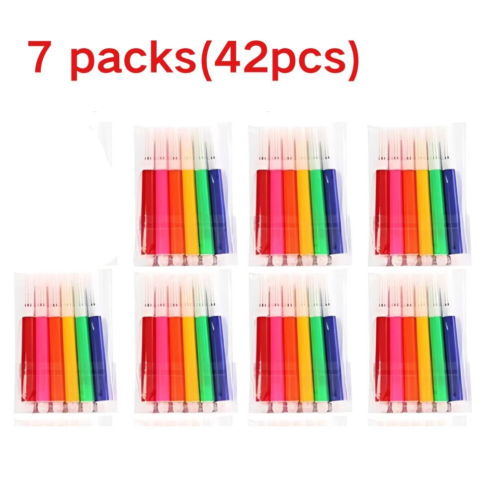 2/7 Packs 6 Colors Washable Coloring Pens Set, Easy Grip Art Markers, Non-Toxic Watercolor Drawing Pens for School Crafts YMY