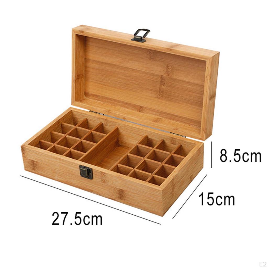 Aufbewahrungsbox für ätherische Öle aus Bambus, Reisedisplay, Kapazität für 35 Flaschen mit 5, 10 und 15 ml,
