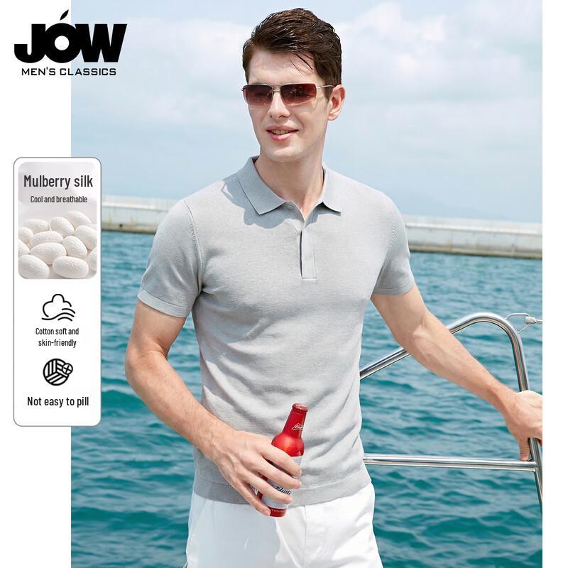JOW Men s Business Long-Staple Cotton Silk Blend Polo Shirt M