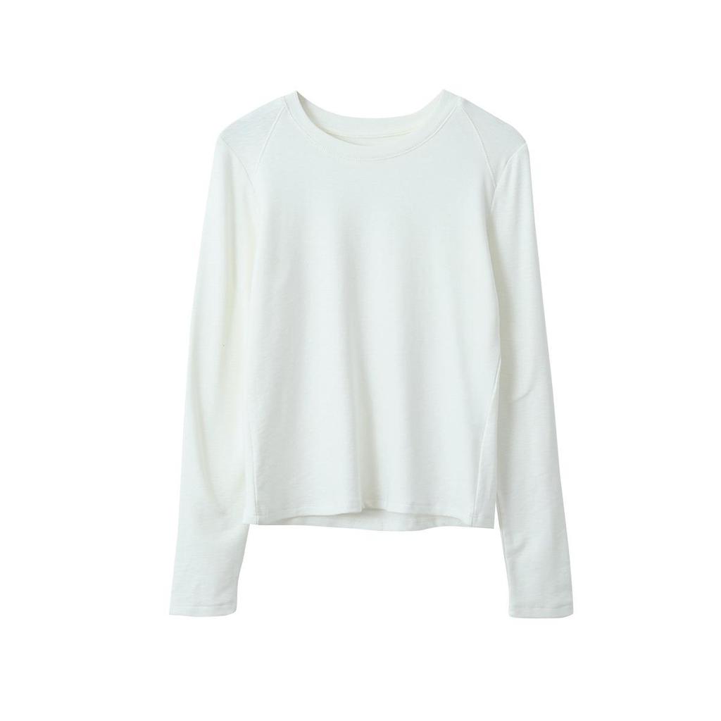 Solid Color Round Neck Long Sleeve Slim Fit Base Shirt for Women - Autumn/Winter 11096