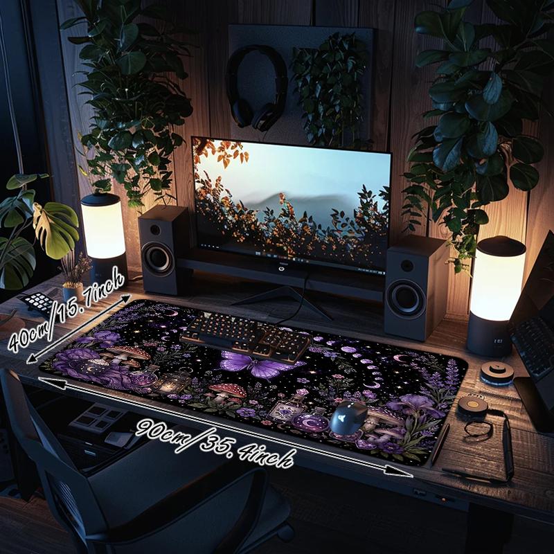 1Pc Purple Fantasy Garden Gaming Mouse Pad Keyboard Desk Mat Non-slip Rubber Lock Edge Waterproof Computer Mousepad for Office Home Decor Ey14