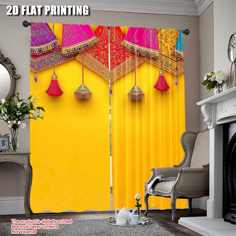 

2Pcs Indian Decoration Boho Curtain Perfect For Marriage Party Suitable For Bedroom Bathroom Living Room Dining Room Study 52.50 × 116.00 cm 2 pcs