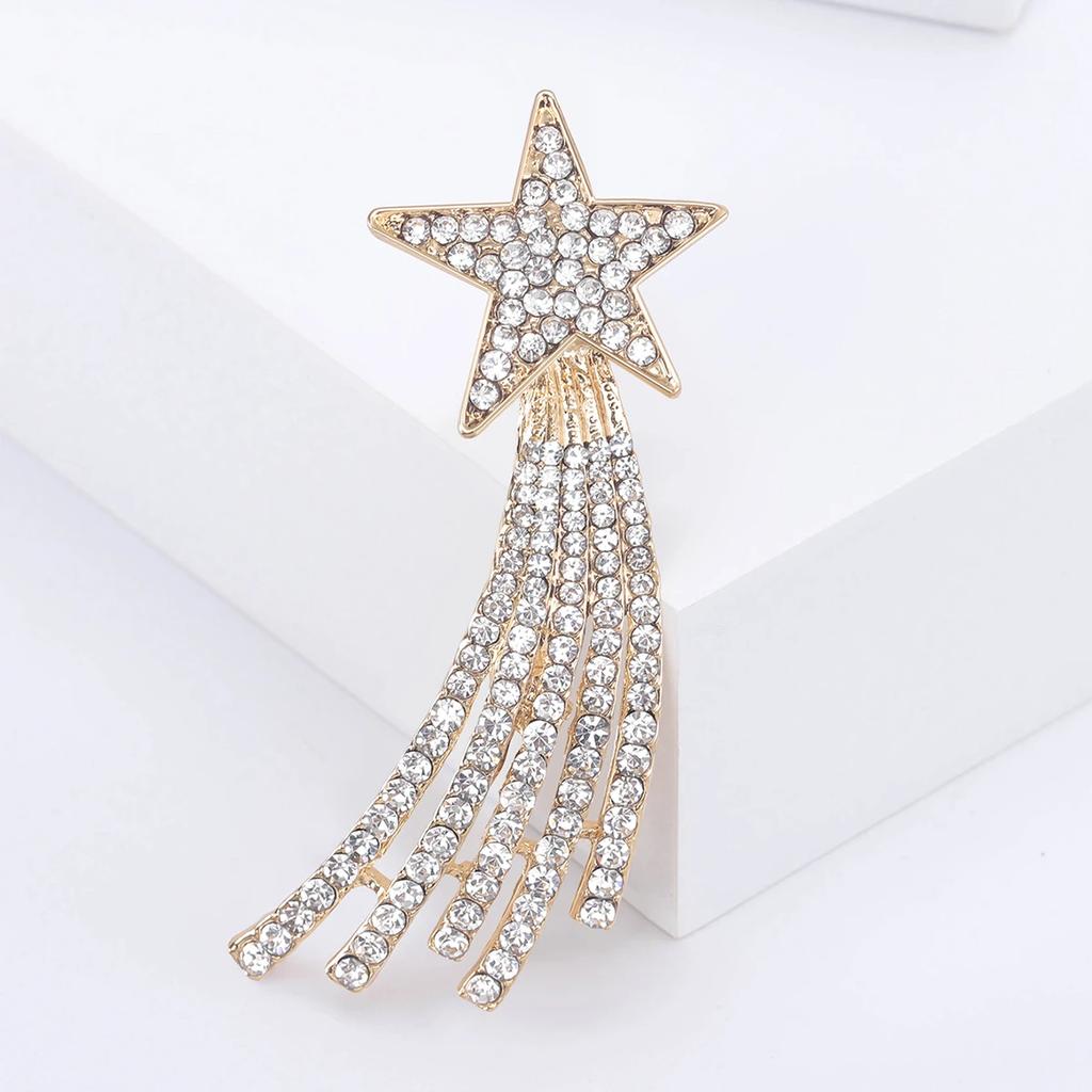 Ramadan Rhinestone Star Brooches for Women Unisex Glossy Moon Pins Event Party New Gifts Backpack Decoration Clothes Accessories