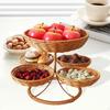 Imitation Rattan Fruit Basket,Tabletop Food Vegetables Holder Storage Organizer,Rustic,for