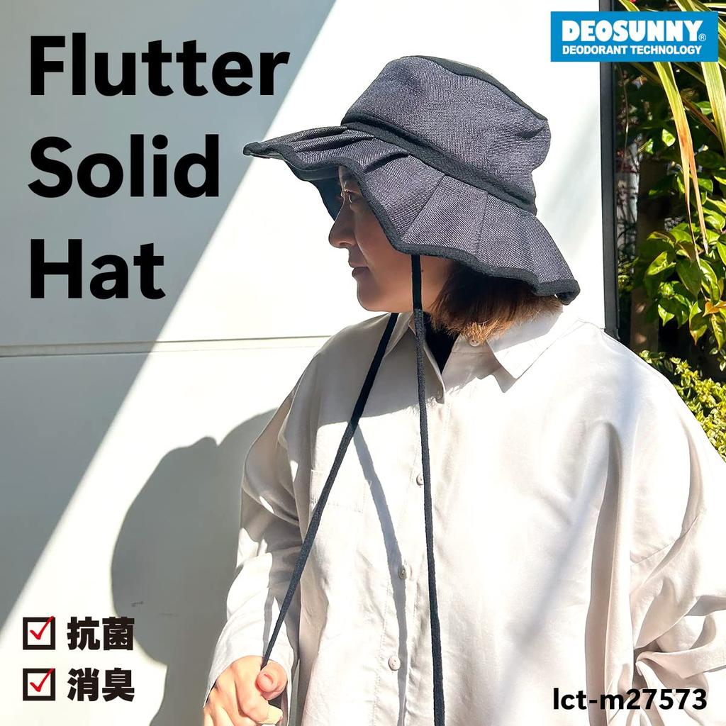 Basic Enchi Flutter Solid Foldable Chin Easy to Sun Pleated Hat with Linen Natural One Size Fits Black Hat, Strap, Carry, Protection, Ribbon, Blend,