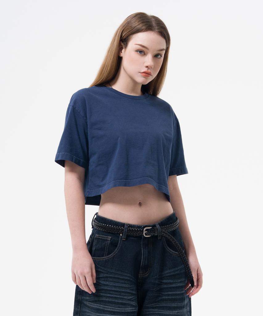 Descheuis Everyday Pigment Crop Short Sleeve T-Shirt (W) Navy