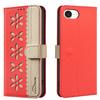 For iPhone 16e Leather Case BINFEN COLOR BF36 Floral Pattern Phone Cover RFID Blocking Wallet Stand