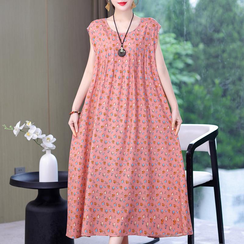 Rochie Vintage Vara Marime Plus Femeie Oversize Largi Fara Maneci Casual Elegant Rochii Lungi