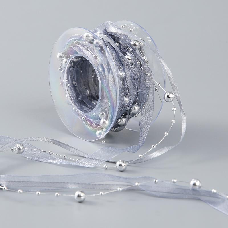 

1 рулон 4,5 м нить с бусинами Флористические материалы Упаковка подарков Жемчужная лента Креативная одежда Шитье Жемчужные бусины Лента для упаковки цветов серебряный