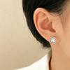 Womens Light Luxury Four Leaf Clover Inlaid Zircon Full Diamond Stud Earrings Jewelry