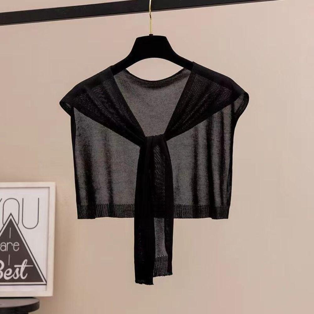 Knot Design Knitted Shawl Thin Knit Cape Fashion Air Conditioning Scarf Women Girls