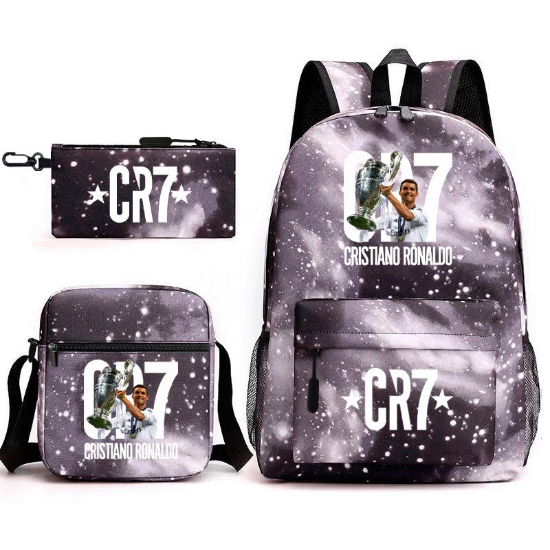 Sports Football Team Print Youth Primary and Secondary School Students C Luo Schoolbag Men and Women Leisure Travel Backpack CR7
