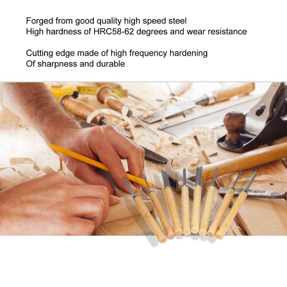 8PCS HSS Steel Wood Carving Tools Groove Parting Lathe Chisel Set Wood Turning Chisels  For Hardwood