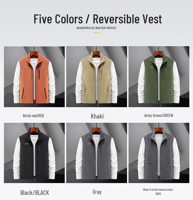 2024 Men's Double-Sided Fleece Vest - Autumn/Winter Thickened Outdoor Casual Wear