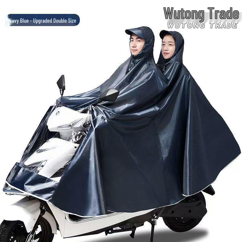 Electric Vehicle Motorcycle Raincoat - Anti-Heavy Rain, Enlarged, Thickened, Jacquard, for Single/Double Person with Leg Cover, Unisex