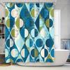 Blue Green Geometric Print Shower Curtain for Bathroom Decor Unique Modern Home Decoration Waterproof Fabric Bath Rug Cover