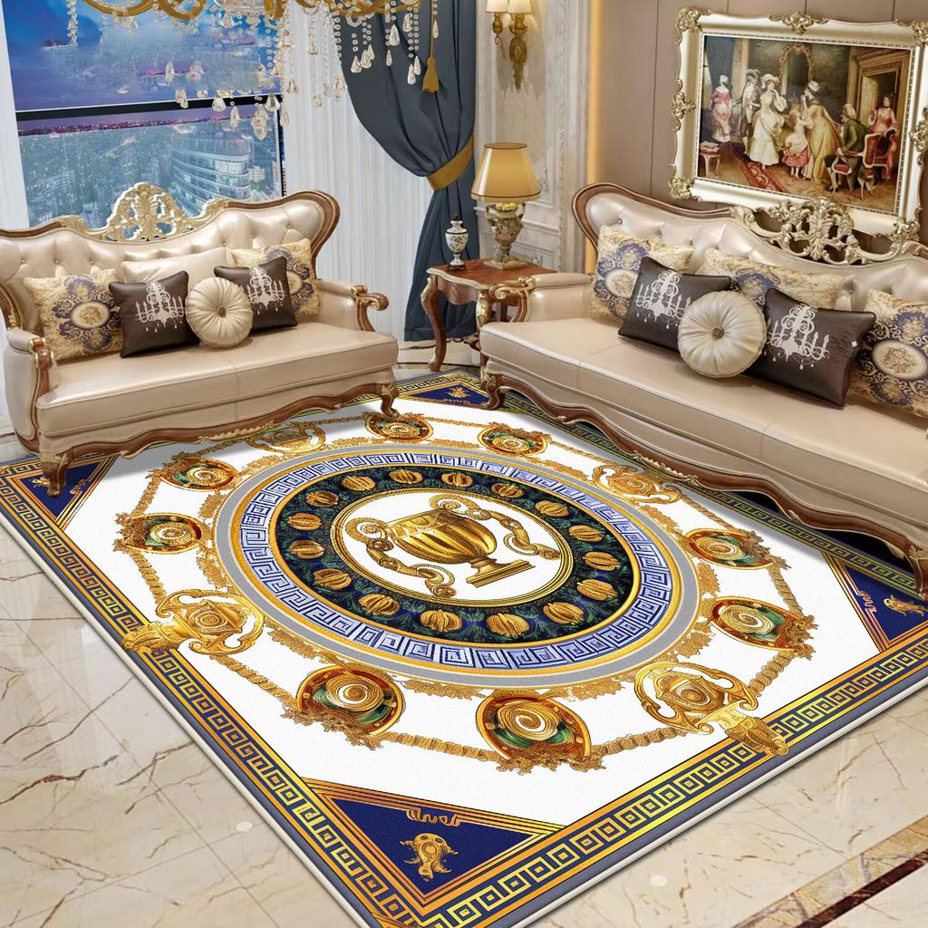 European Style Non-slip CARPET FOR LIVE ROOM Light Luxury Gold Large Rug Washable room decor European Tatami Mat Floor Mats