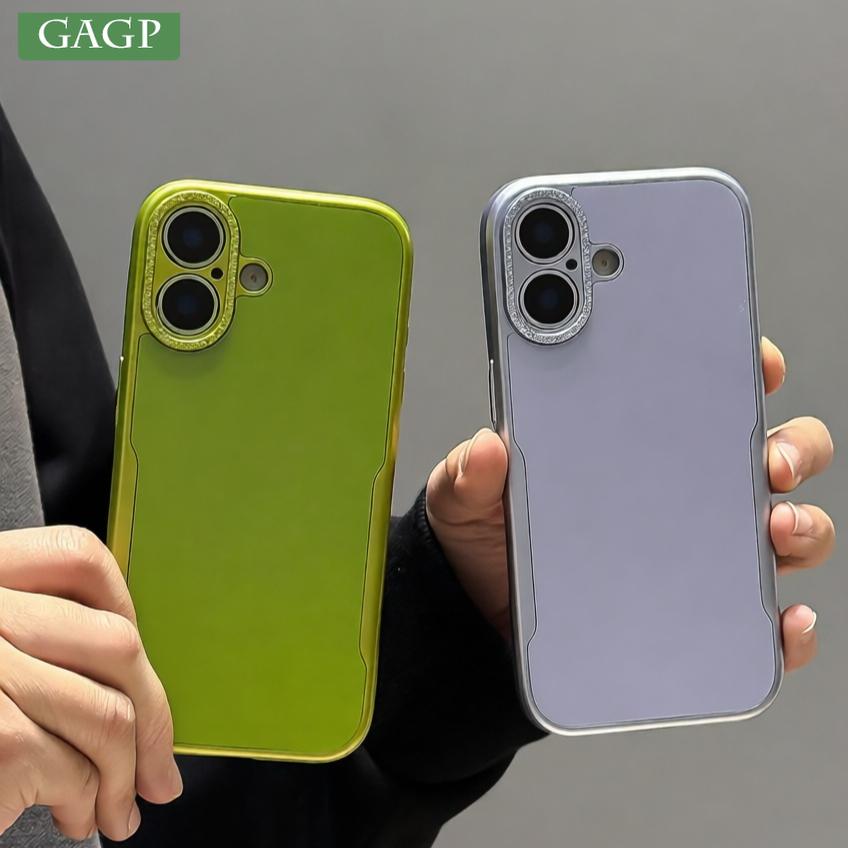Luxury Ultra-Thin Solid Color Blade Mecha Phone Case for iPhone 17 16 15 11 14 13 12 Pro Max Air Glitter Camera Protect Cover