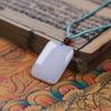 Safe and Sound White Jade Pendant Necklace with Green Rope for Men and Women