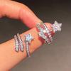 Huitan Delicate Shining Star Ring Female Fashion Engagement Party Accessories Luxury Bright CZ Wedding Band Statement Jewelry