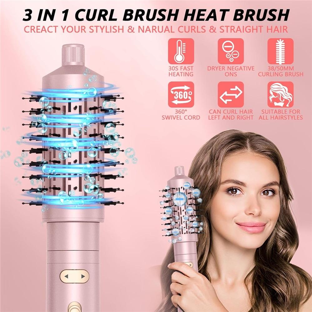 3-In-1 Curling Comb And Heated Brush, 200 Million Negative Ions Hair Styling Tool, Hair Set Including 38/50mm Hot Brushes And A Hair Dryer