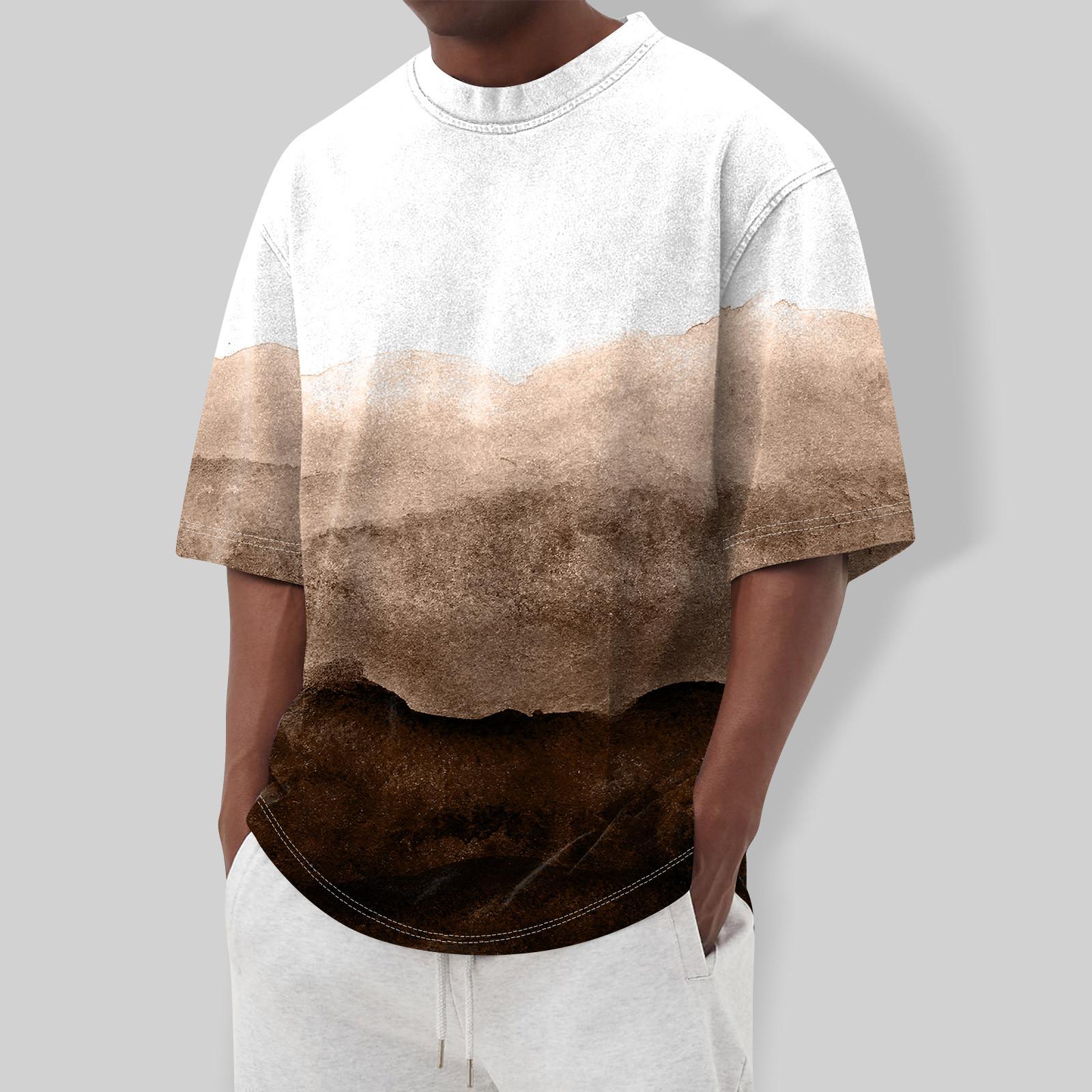 

Мужская футболка Футболки с графическим текстом Pool3D печать Уличная повседневная одежда с короткими рукавами и принтом Базовая одежда L коричневый