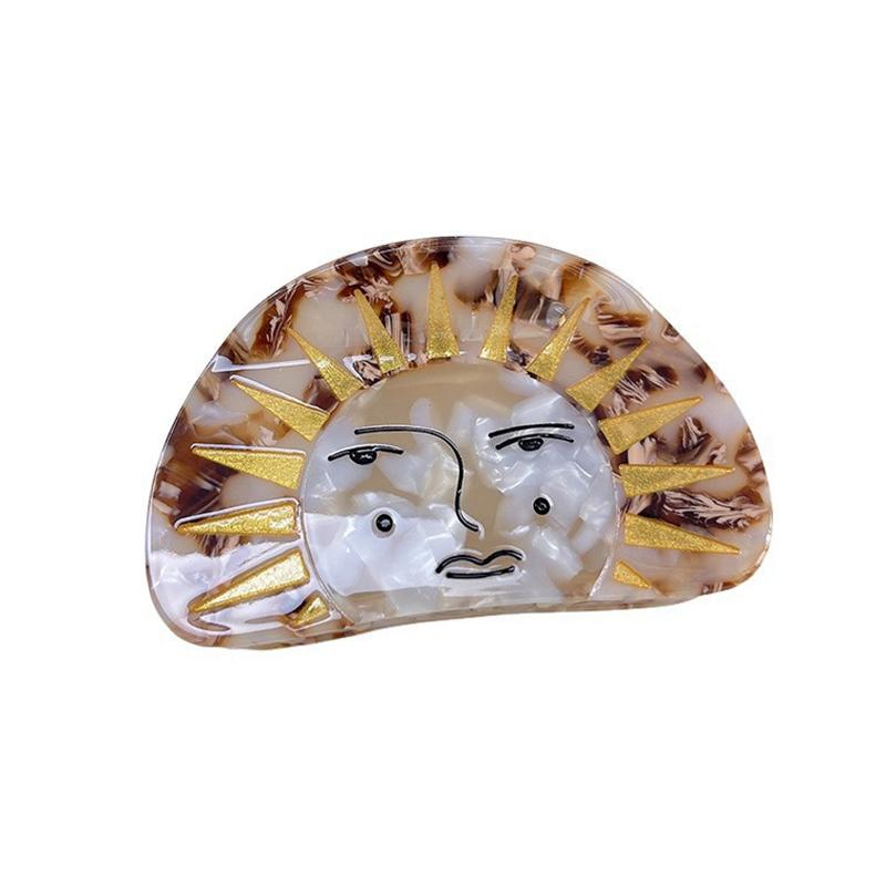 Creative Funny Semicircle Sun Acetate Hair Claw For Women Girls Versatile Hair Accessories Simple Shark Clip Gifts