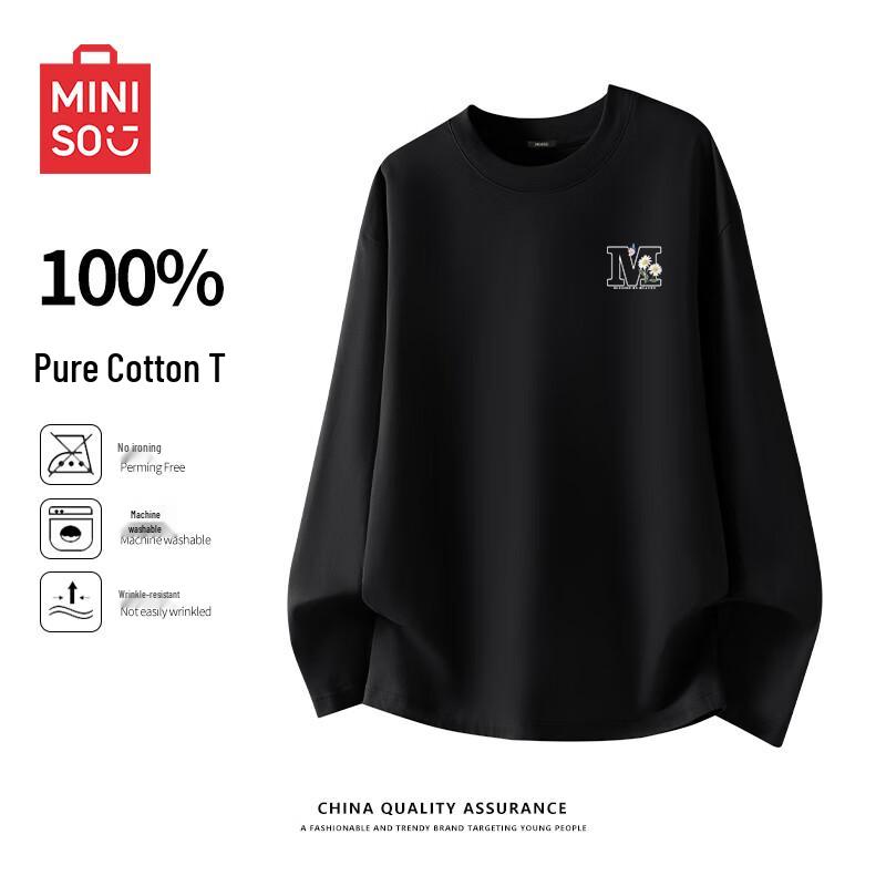 MINISO Men s Pure Cotton Heavyweight Long-Sleeve T-shirt 2XL