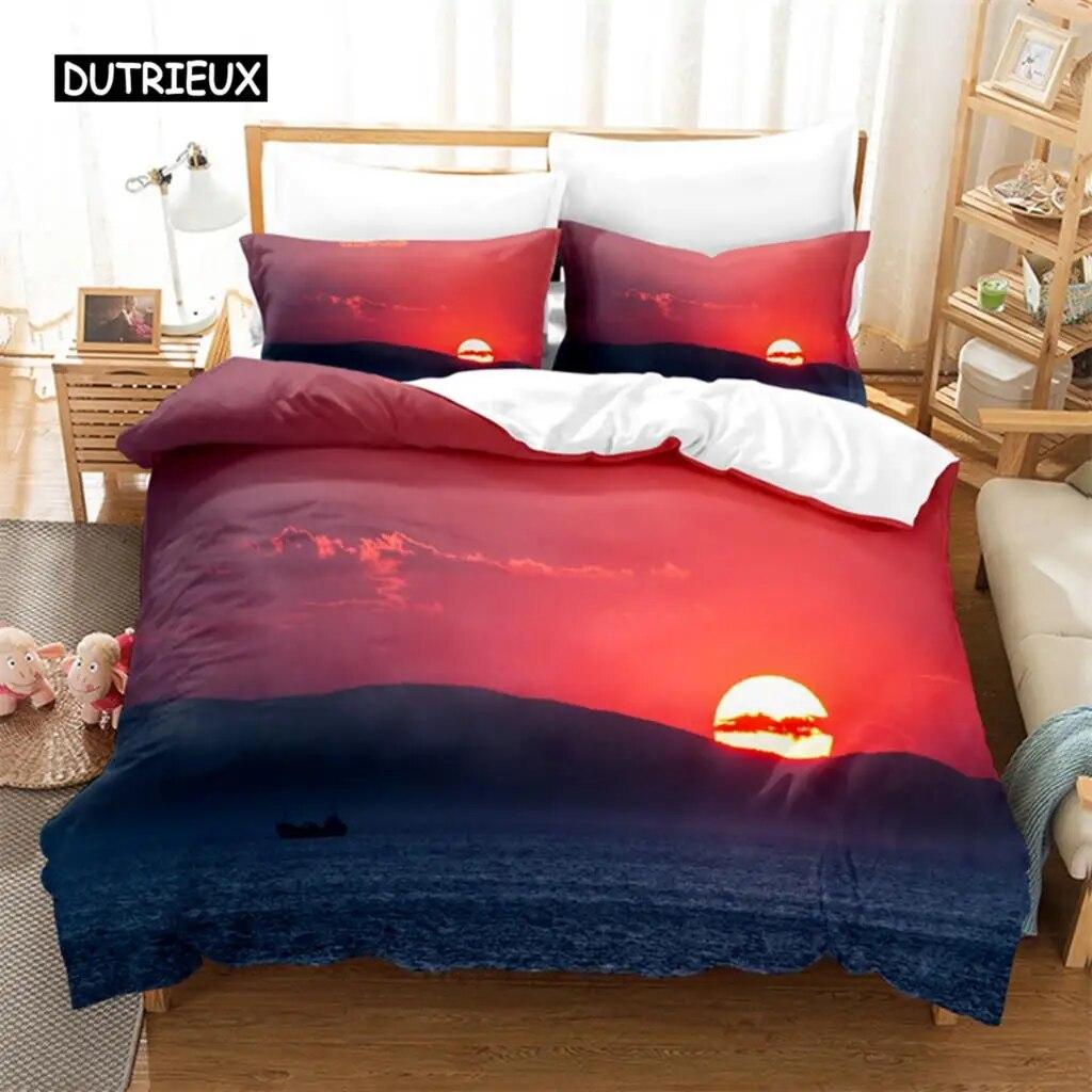 Natural Scenery Queen Bedding Set Duvet Cover Set Bedding Digital Printing Bed Linen King Size Duvet Cover Set Bedding Set Three Piece Set