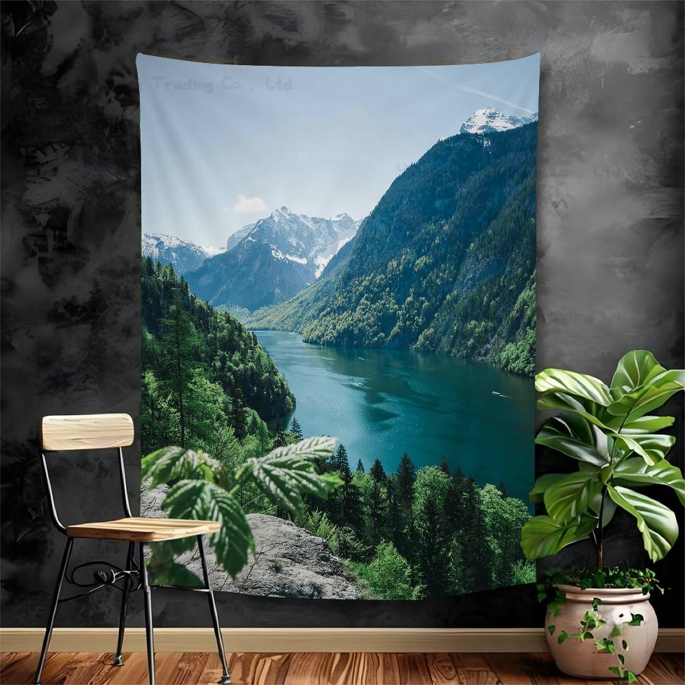 Mountain View Cartoon Tapestry Art Science Fiction Room Home Decor Art Home Decor