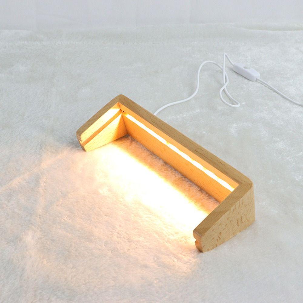 Warm Light Wooden Lighted Base Non-slip Acrylic Cards Display Racks LED Lighted Stand  Home Decor