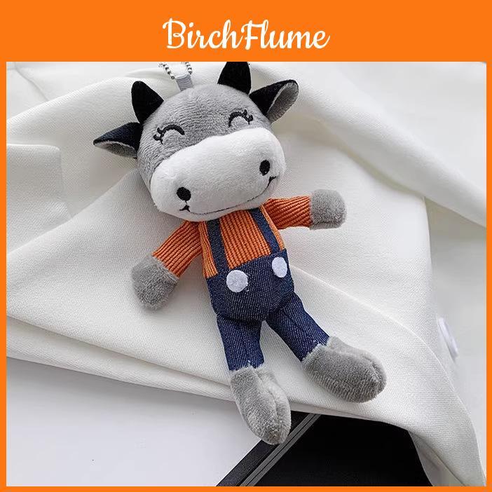 Adorable Plush Cow Mascot Keychain Soft Stuffed Animal Bag Pendant For Gift Giving