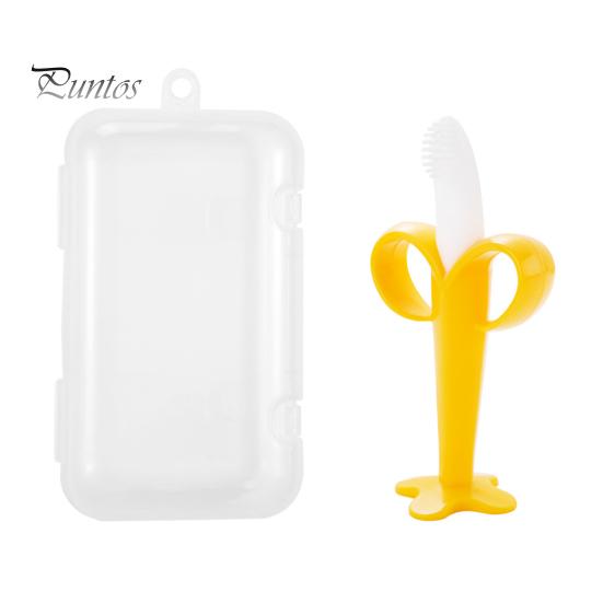 

Игрушка для прорезывания зубов у младенцев с ящиком для хранения, пищевой полипропиленовый силикон без запаха, яркий цвет, успокаивающий обезболивающий банановый прорезыватель для зубов, гигиена полости рта для малышей жёлтый