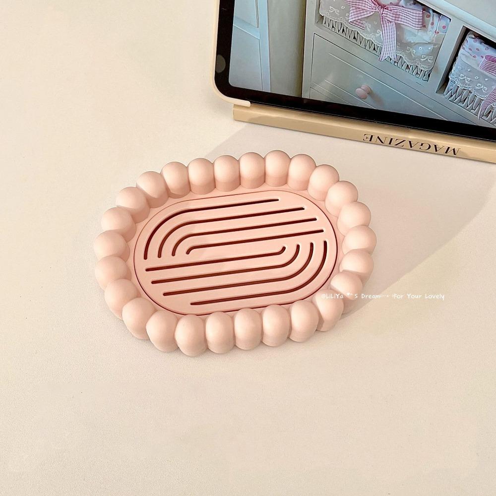 Portable Soap Box with Drain Hole Soap Storage Tray Cute Soap Dish  for Home Bathroom розовый