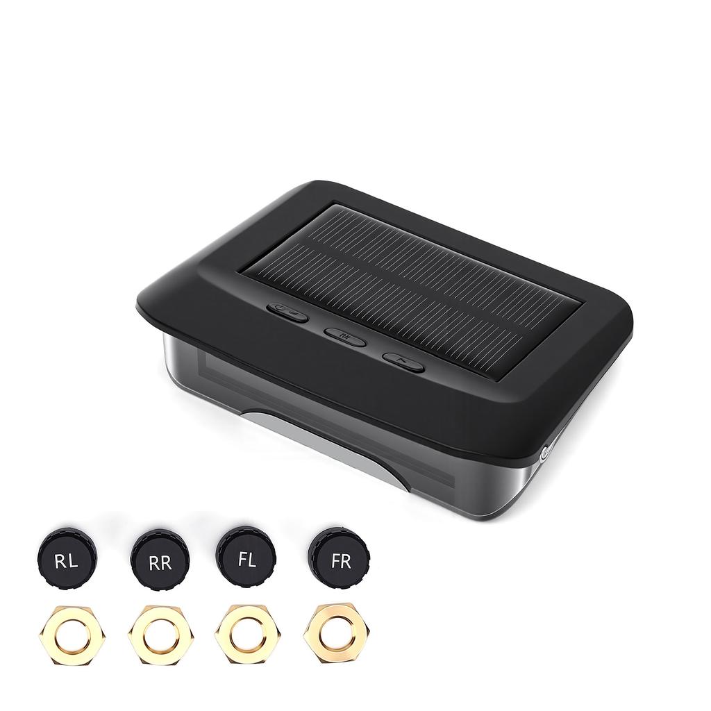 Tire Pressure Monitoring System, Solar Powered Tire Pressure Monitor with 4 External Sensors, 6 Alarm Modes, Color LCD