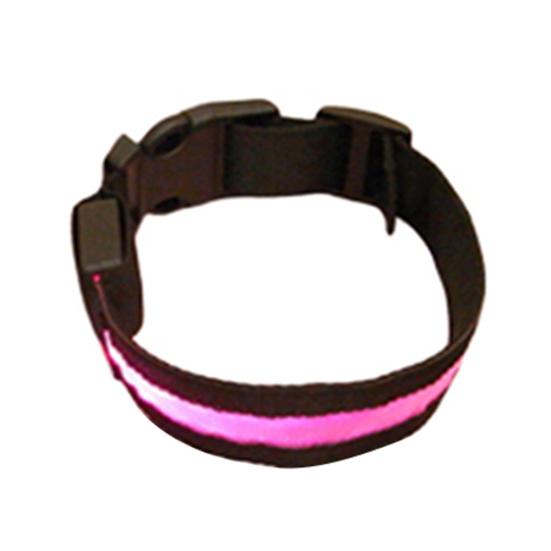 

Pet Dog Puppy Nylon Glow in the Dark Collar LED Light Soft Adjustable Neck Strap XL розовый