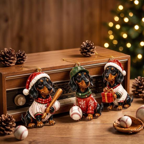 Dog Lover Holiday Advent Gifts 2026 Dachshund Calendar, 24 Days Acrylic Baseball Figures Festive Window Entrance Decor Christmas Countdown Collectible