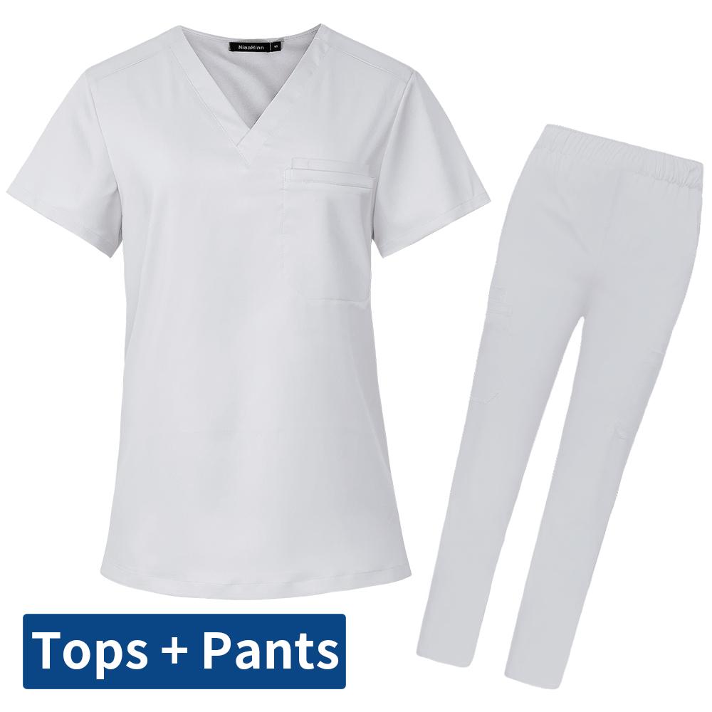 Scrubs Set for Women Soft Stretch Uniforms Unisex Hospital Workwear Dental Clinic Nurse Uniforms Nurses Accessories for Hospital