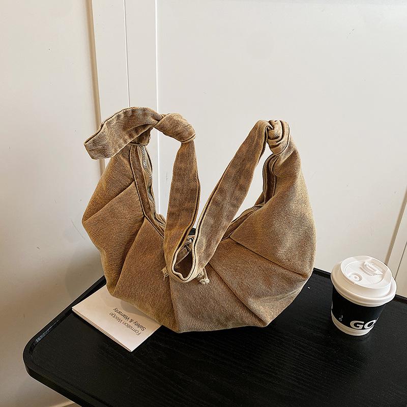 Niche Design Denim Bag Women's New Casual Versatile Messenger Bag Fashion Shoulder Croissant Bag