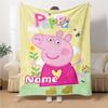 Custom Name Peppa Pig Ice Cream Party Party Blanket For Couch Bed Plush Cozy Fuzzy Blanket Super Soft Warm Blankets For Fall And Winter 0916106