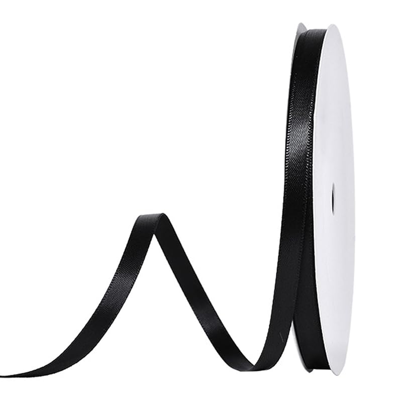 

double sided satin ribbon black width 6 mm 100 yards length Approximately 91 meters large capacity ribbon for gift wrapping bowknot packaging gift