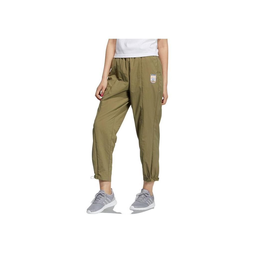 Adidas Neo Logo Print Lace-Up Breathable Casual Sports Pants Women Pants Brown HB4099