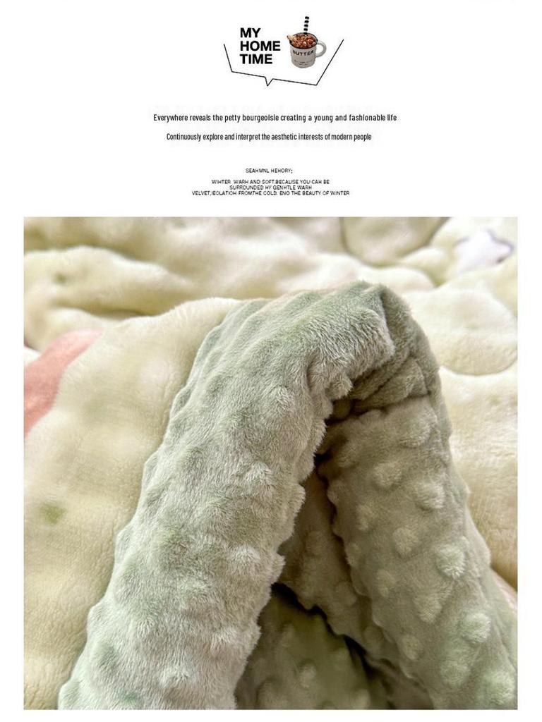 2025 Winter Imitation Rabbit Fur High-Weight Three-Layer Quilted Blanket