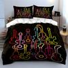 Colorful Neon Guitar Silhouettes. Bedding Sets Duvet Cover Sets Duvet Covers Pillowcases(1 * Duvet Cover 2 * Pillowcases Without Duvet Insert)