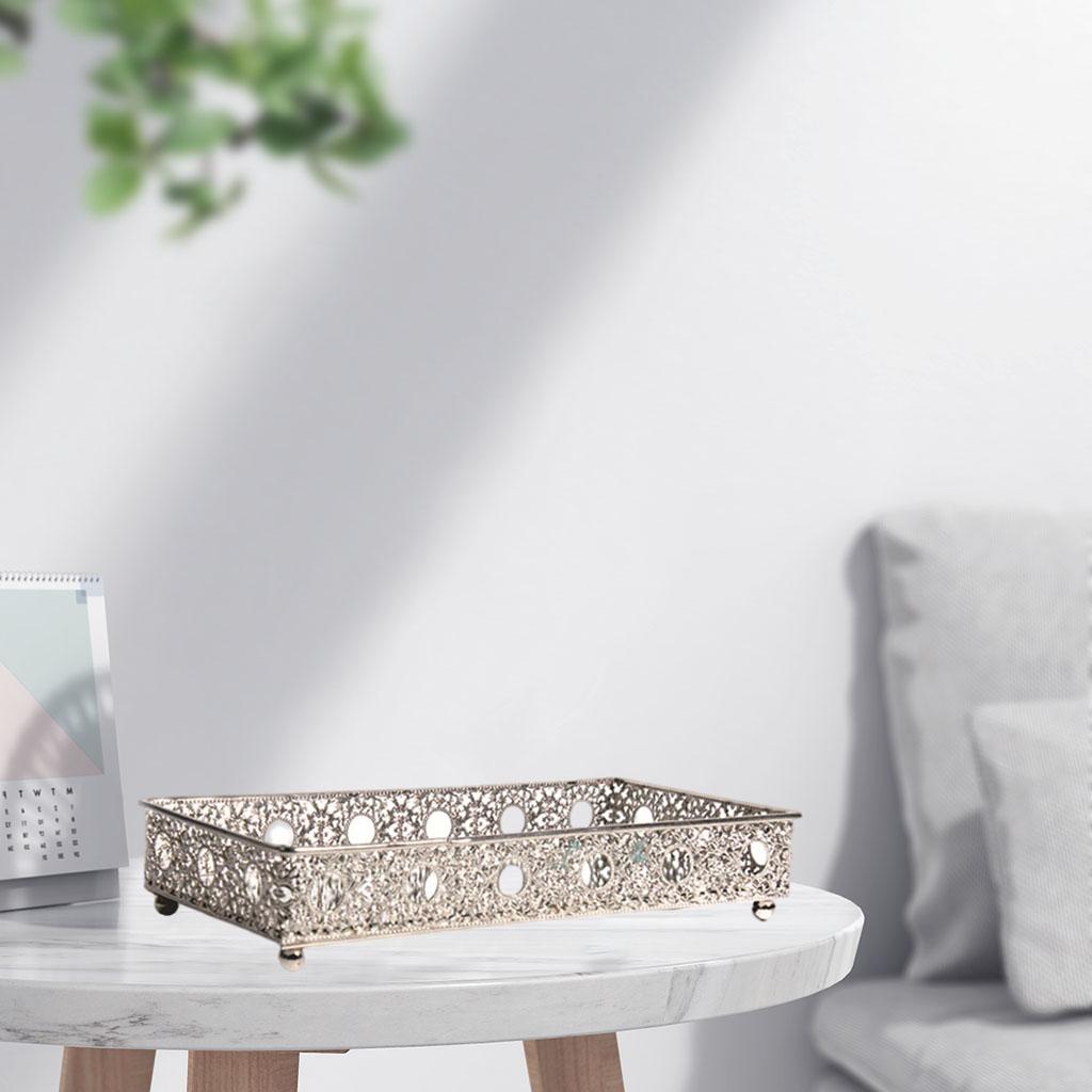 

Квадратное блюдо для украшений, поднос, тарелка, держатель, украшение, гальваническое покрытие, бытовое хранение, современное для браслета, гостиная, туалетный столик, рождественский подарок серебряный