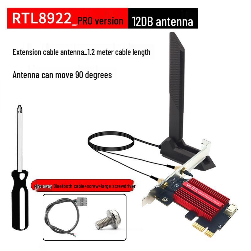 RTL8922 Dual-Band Wireless Network Card with PCIe & Bluetooth 5.4, 2.4G/5G/6G, WIFI7 Receiver for Desktops