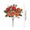 Multicolor Rose Artificial Flowers Green leaves Silk Petals Faux Daisy Flower Scene Landscaping Bridal Bouquet Decorative Flower