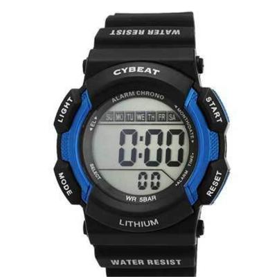 J-AXIS Men's SCY06-BL (CYBEAT Digital Blue Sun Flame) Round Watch Black Digital