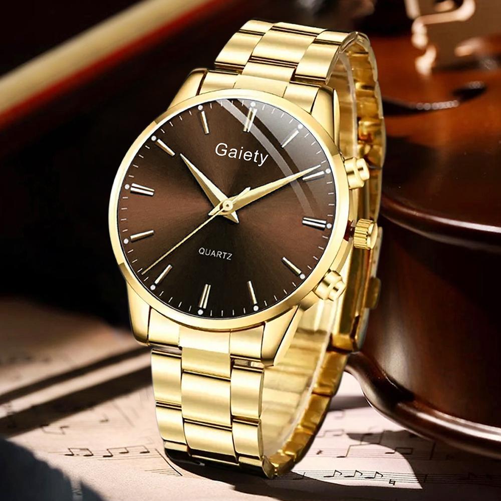 2/4PCS Business Men's Watch Set Trendy Fashion Simple Quartz Watch Jewelry Set Suitable for Daily Clothing Matching Perfect Gift